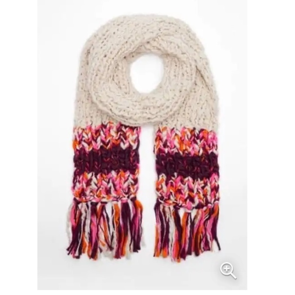 Zara knit chunky oversized winter multicolored fringe scarf